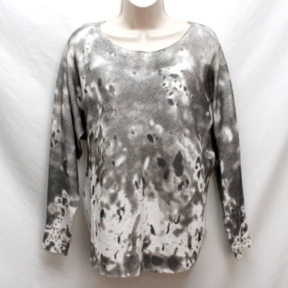 Liquid by SIONI Gray & Ivory Nylon Viscose & Wool  Oversized Sweater M - Picture 7 of 8